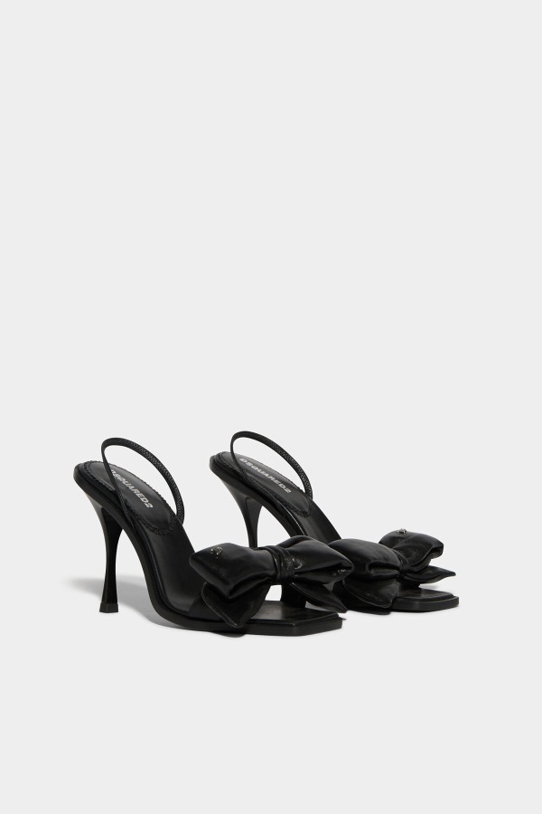 Honey Bow Heeled Sandals Black