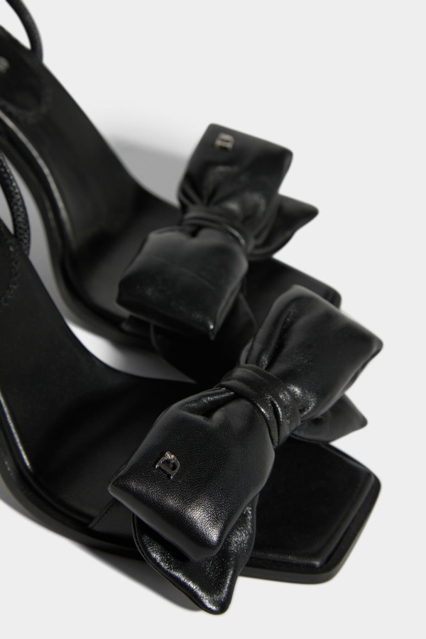 Honey Bow Heeled Sandals Black