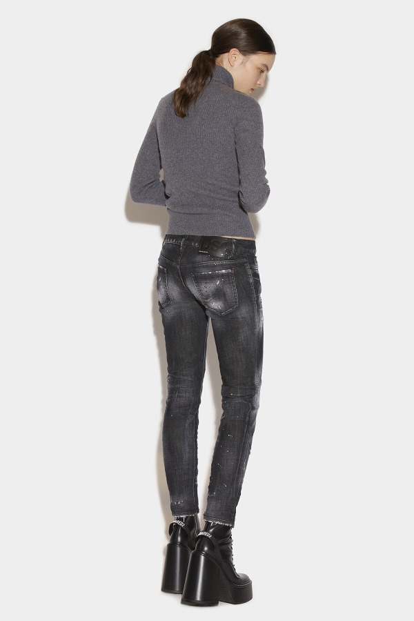 Black Ripped Knee Wash Jennifer Jeans