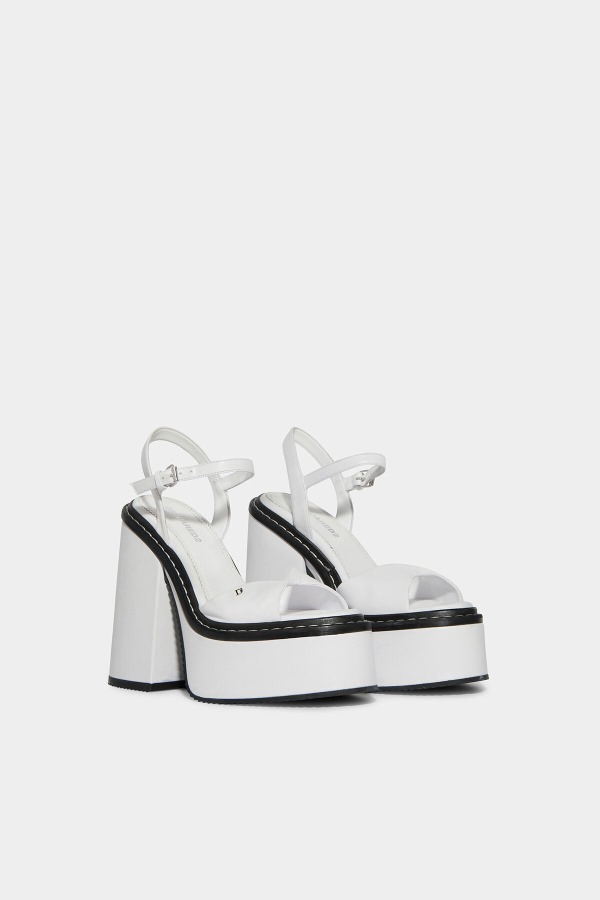 Twist Heeled Sandals WHITE