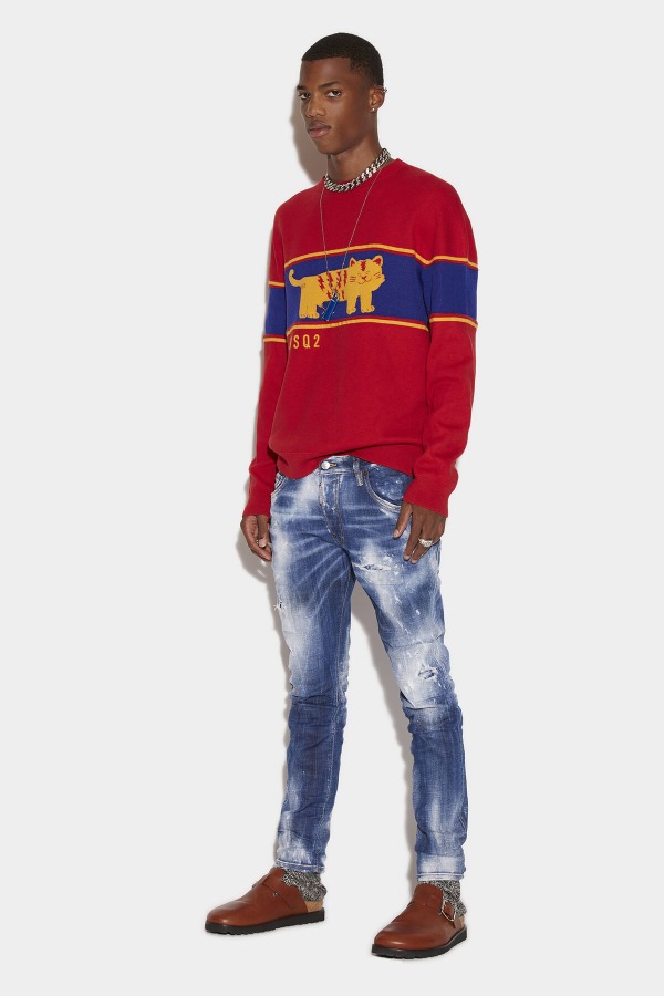 Dark Cloudy Bleach Wash Skater Jeans