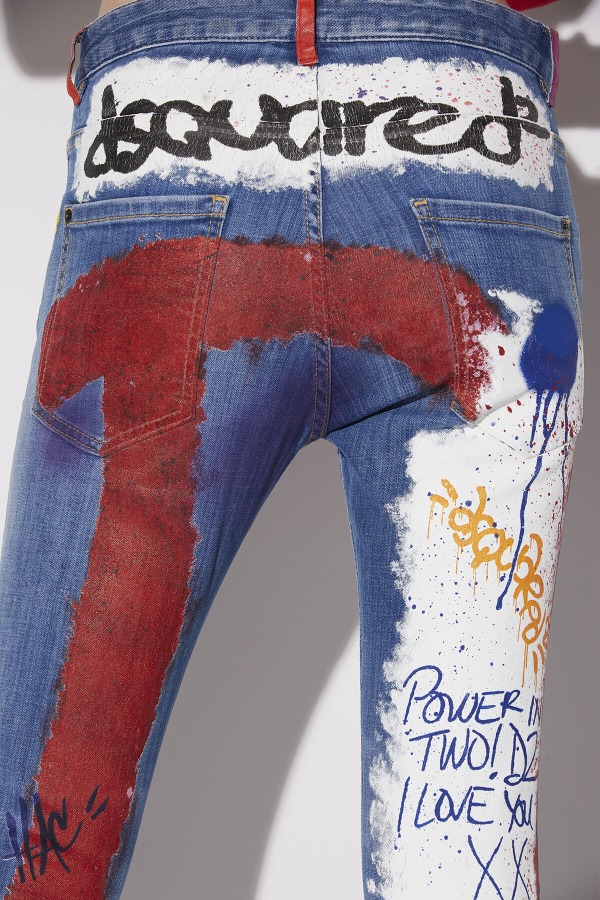 L.A. Customized Graffiti Wash Skinny Dan Cropped Jeans