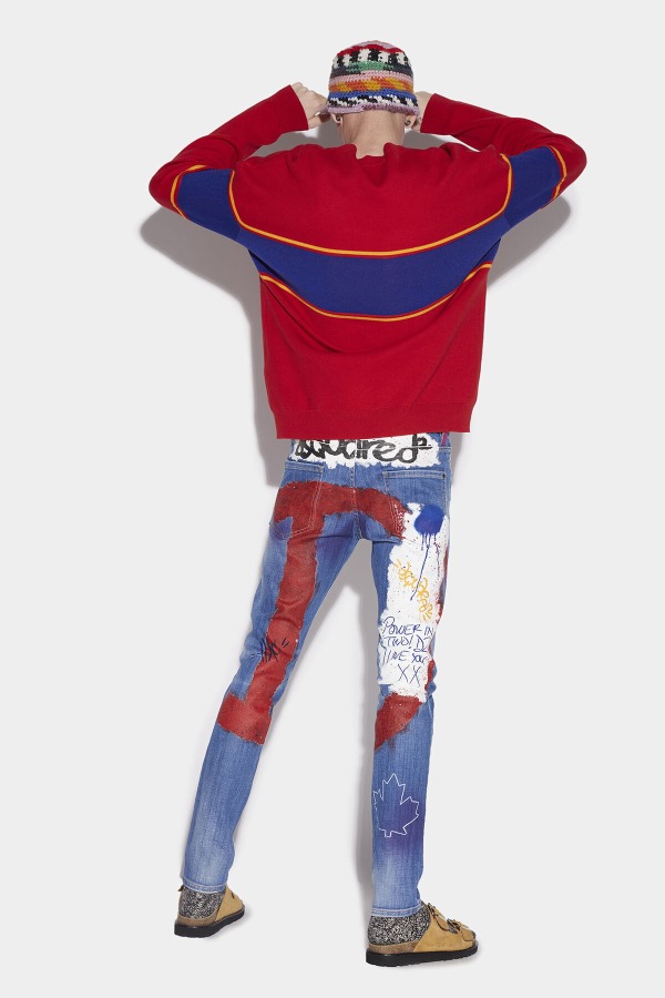 L.A. Customized Cool Guy Cropped Jeans BLUE D2