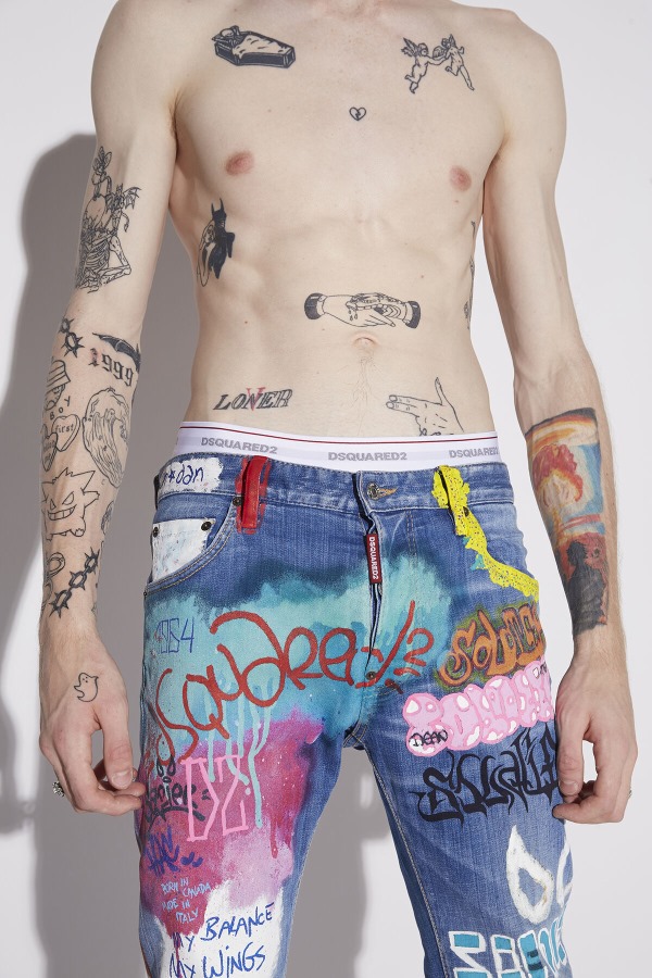 L.A. Customized Cool Guy Cropped Jeans BLUE D2
