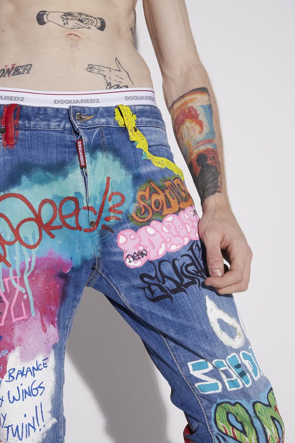 L.A. Customized Cool Guy Cropped Jeans BLUE D2