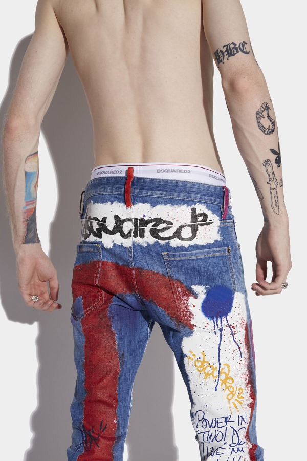 L.A. Customized Cool Guy Cropped Jeans BLUE D2