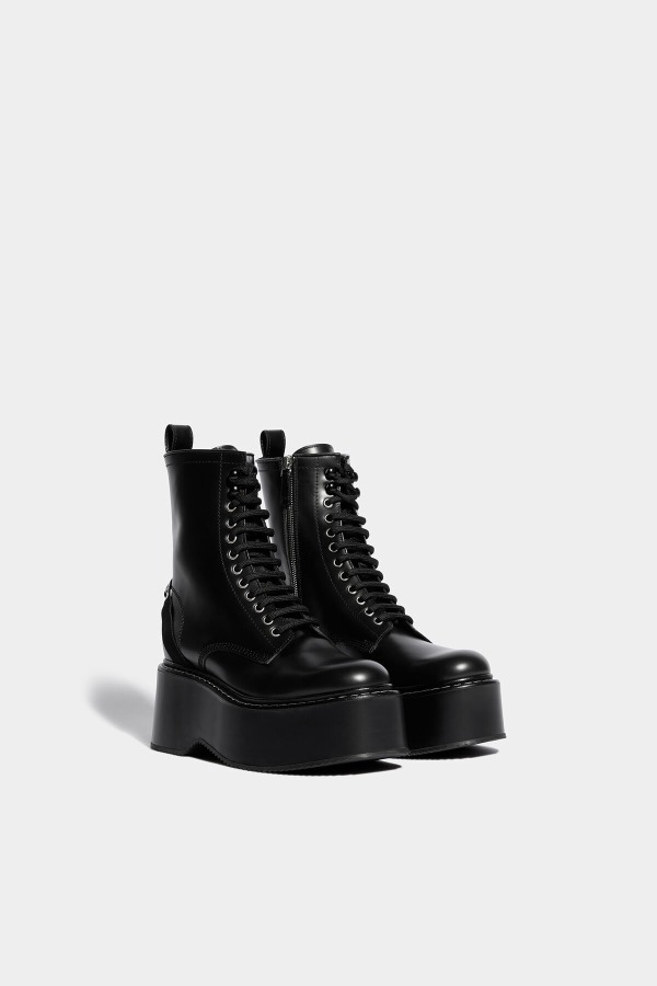 Scribbles Combat Ankle Boots BLACK