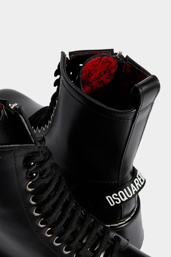 Scribbles Combat Ankle Boots BLACK