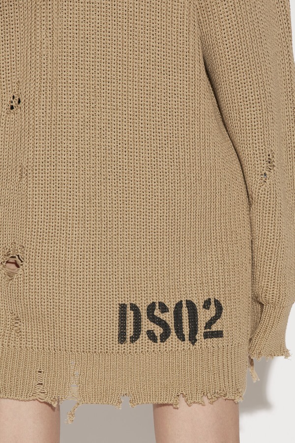 BEIGE Distressed Cardigan D2