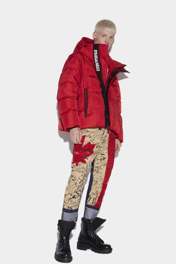 RED Velcro Logo Zip Puffer