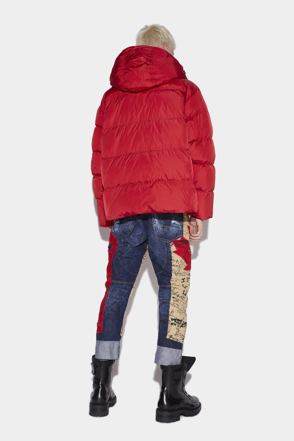 RED Velcro Logo Zip Puffer