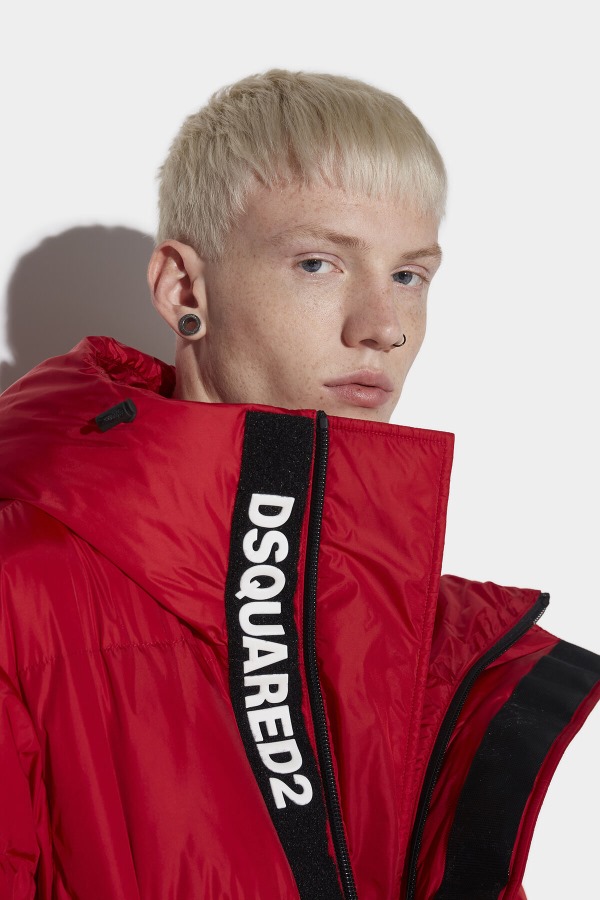 RED Velcro Logo Zip Puffer