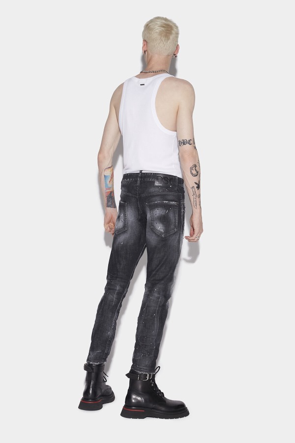 Black Ripped Knee Wash Sexy Twist Jeans