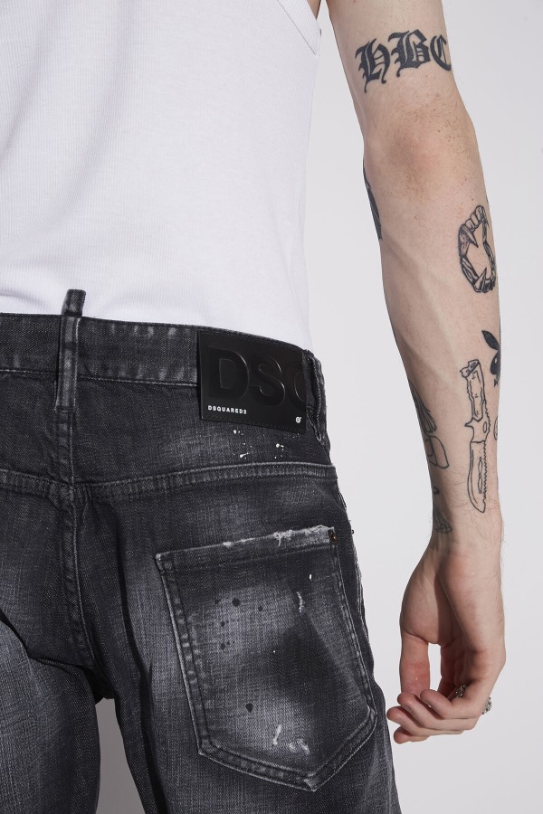Black Ripped Knee Wash Sexy Twist Jeans