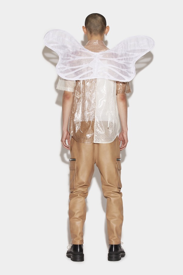BEIGE Scruffed Leather Combat Trousers D2