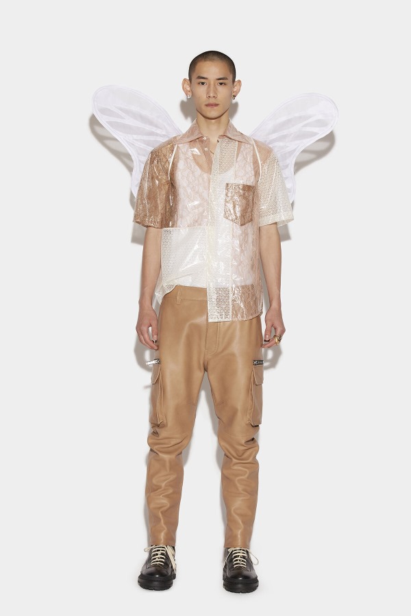 BEIGE Scruffed Leather Combat Trousers D2