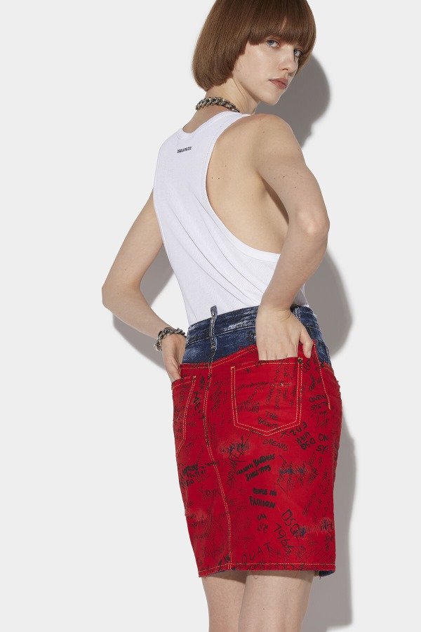 Doodle Flag Midi Skirt