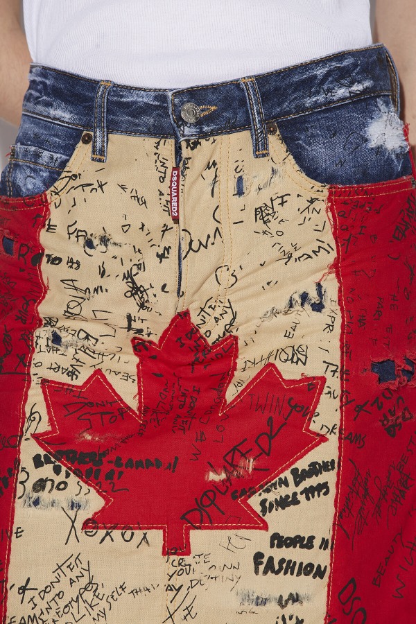 Doodle Flag Midi Skirt