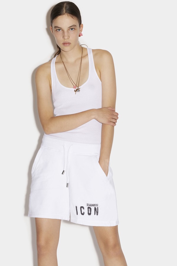 Icon Spray Sweat Shorts WHITE/BLACK