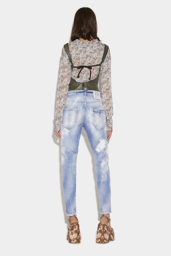 Light White Paint Wash Skinny Dan Jeans
