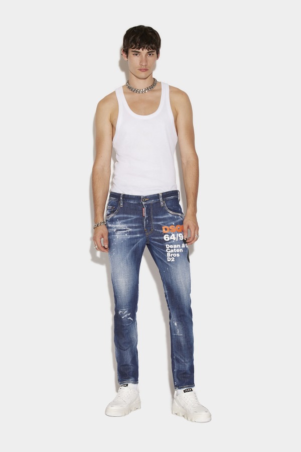 Dark Ripped Blue Wash Skater Jeans