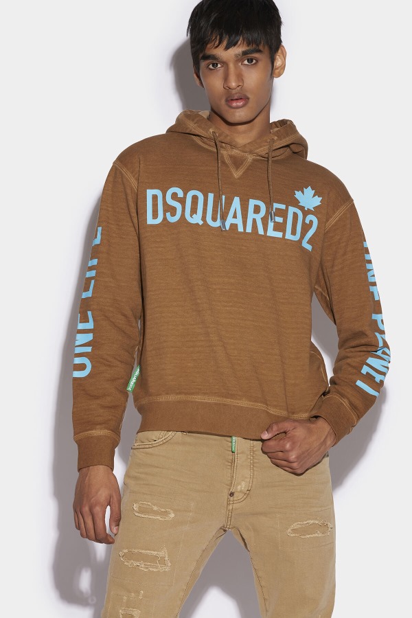 One Life Organic Cotton Hooded Sweatshirt D2 BROWN