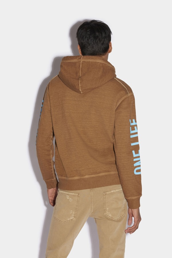 One Life Organic Cotton Hooded Sweatshirt D2 BROWN