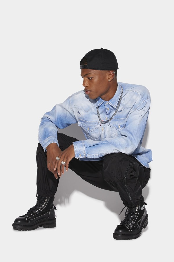 Dropped Shoulder Shirt D2 BLUE
