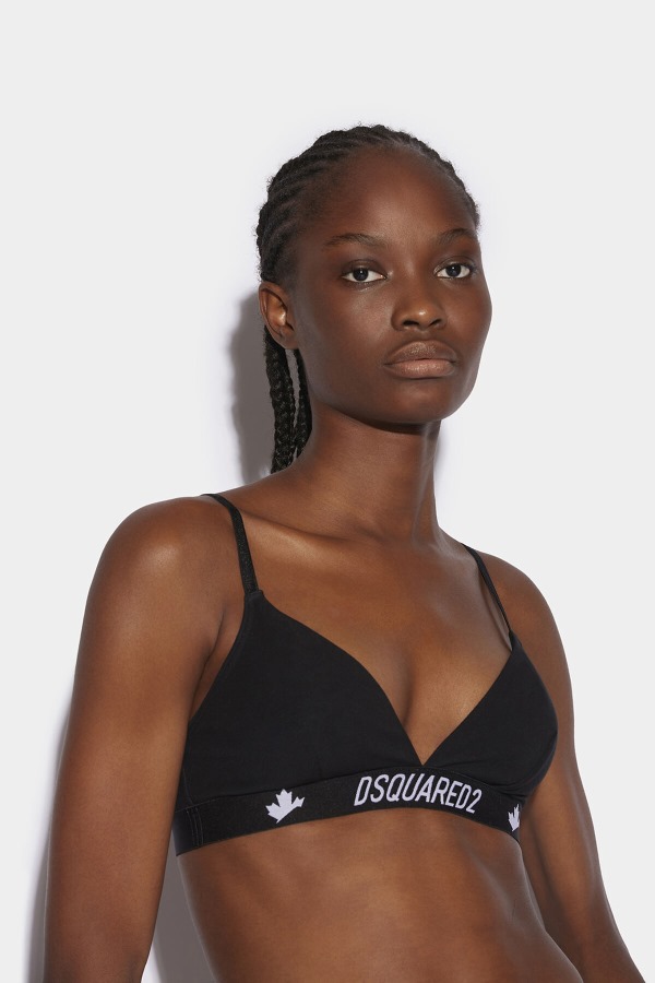 Logo Leaf Triangle Bra BLACK/WHITE