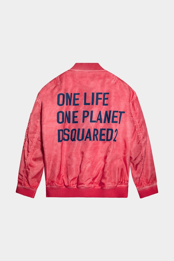 One Life Recycled Nylon Oversized Bomber RED/GREEN