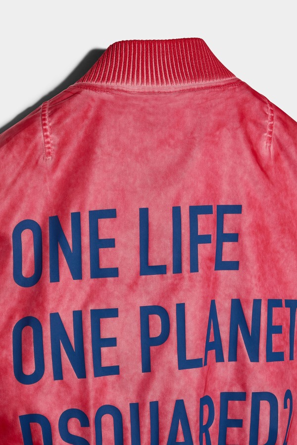 One Life Recycled Nylon Oversized Bomber RED/GREEN