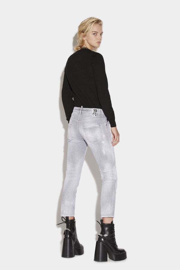 Piranha Grey Denim Wash Cool Girl Cropped Jeans