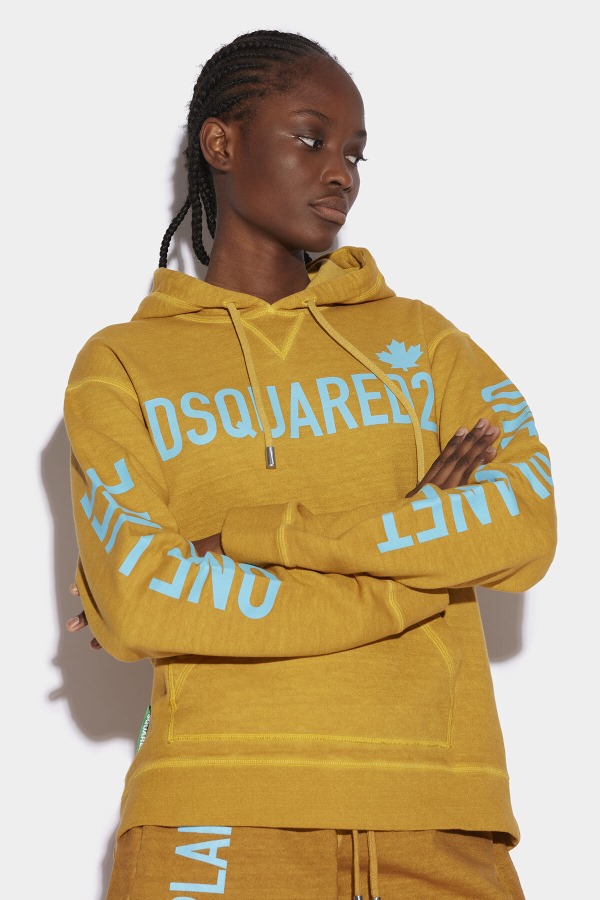 One Life Organic Cotton Cool Fit Hooded Sweatshirt BROWN/OCHRE