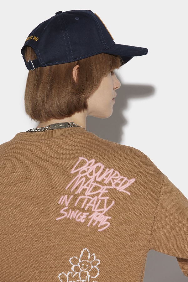 Scribbles Round Neck Sweater D2 CAMEL