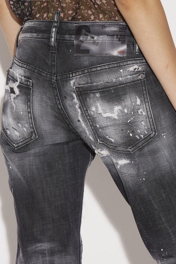 Ripped Black Wash Jennifer Cropped Jeans