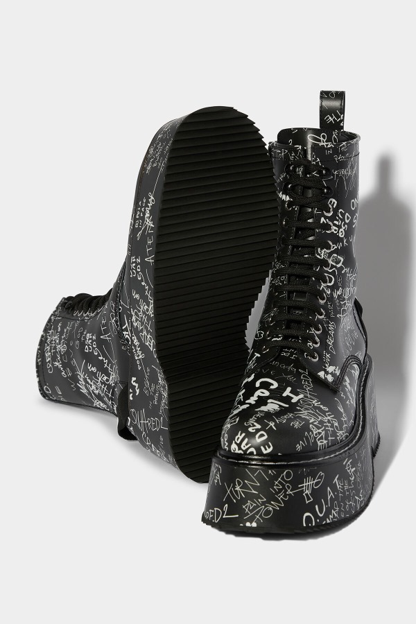 Scribbles Combat Ankle Boots BLACK/FANTASY