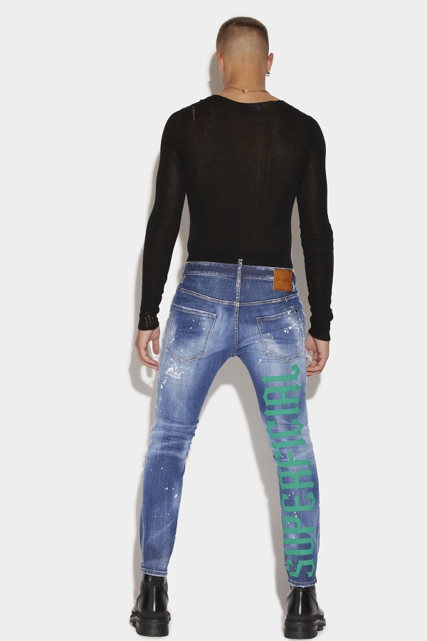 Medium Super Ripped Bleach Wash Skater Jeans