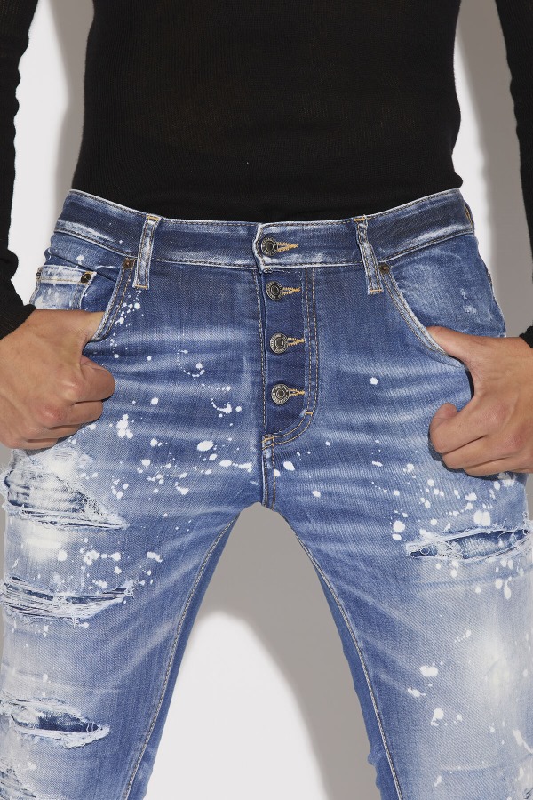 Medium Super Ripped Bleach Wash Skater Jeans