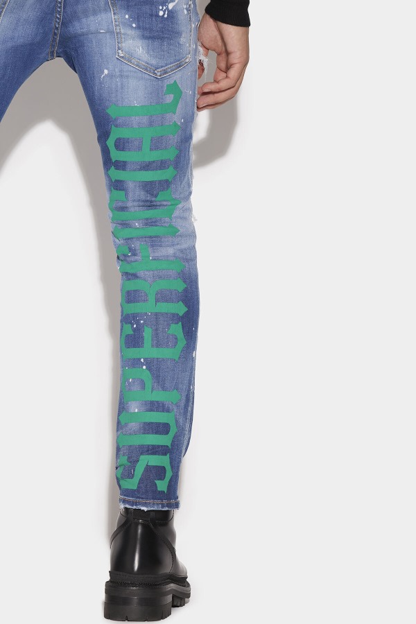 Medium Super Ripped Bleach Wash Skater Jeans