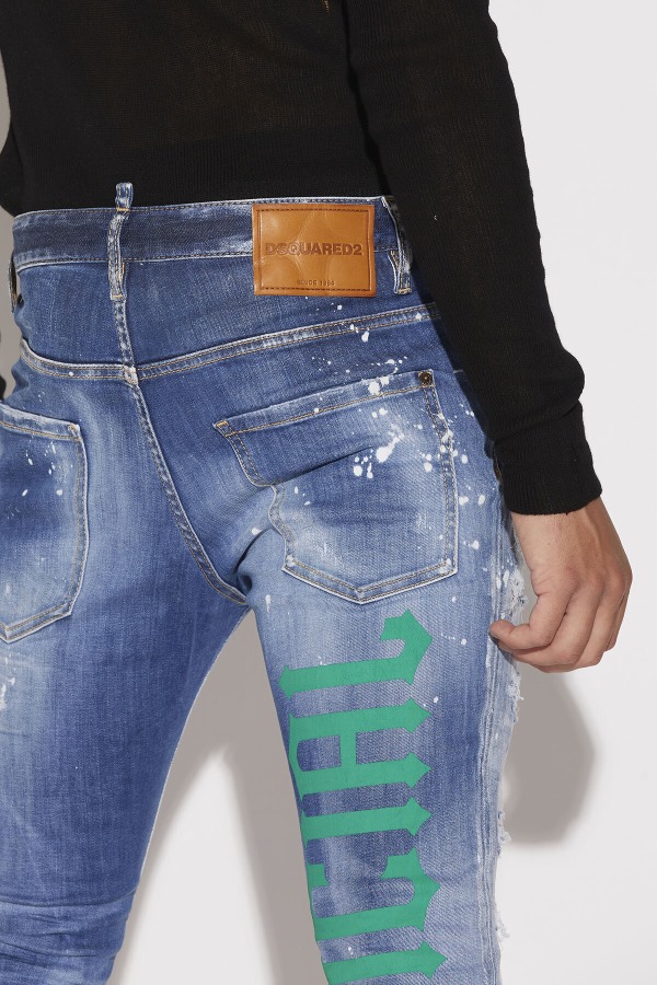 Medium Super Ripped Bleach Wash Skater Jeans