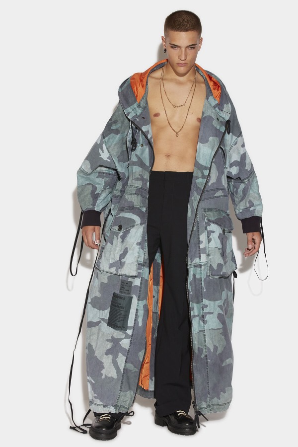 Zip Cargo Long Parka