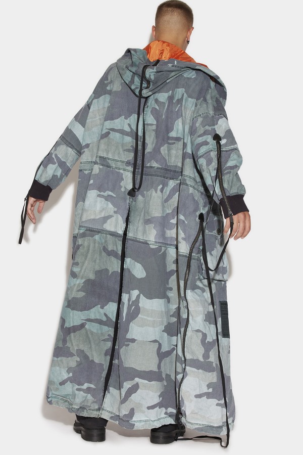 Zip Cargo Long Parka