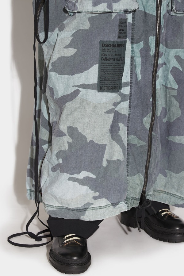 Zip Cargo Long Parka