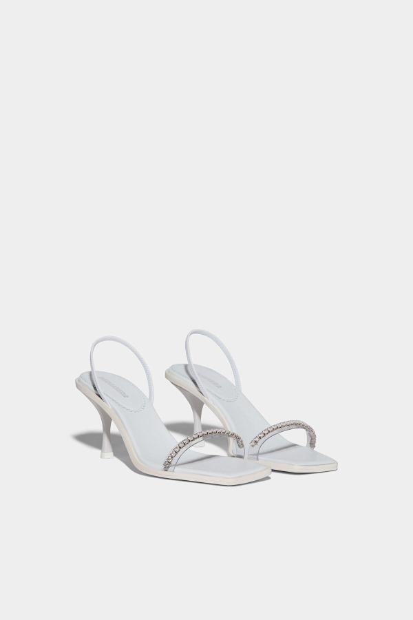 WHITE/BLACK Cassandra Heeled Sandals
