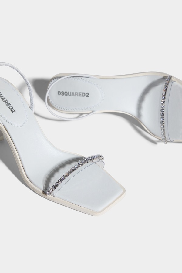 WHITE/BLACK Cassandra Heeled Sandals