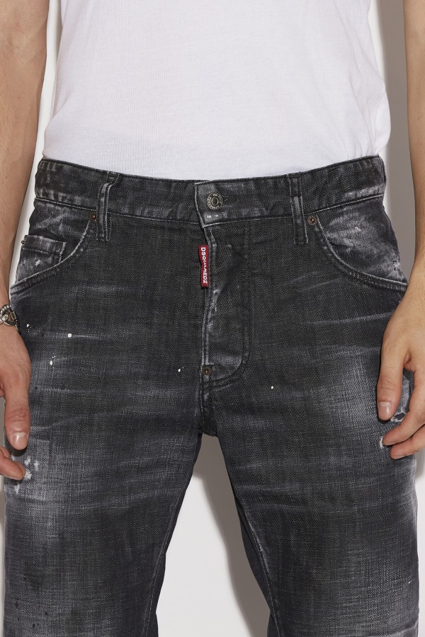 Black Ripped Knee Wash Skater Jeans