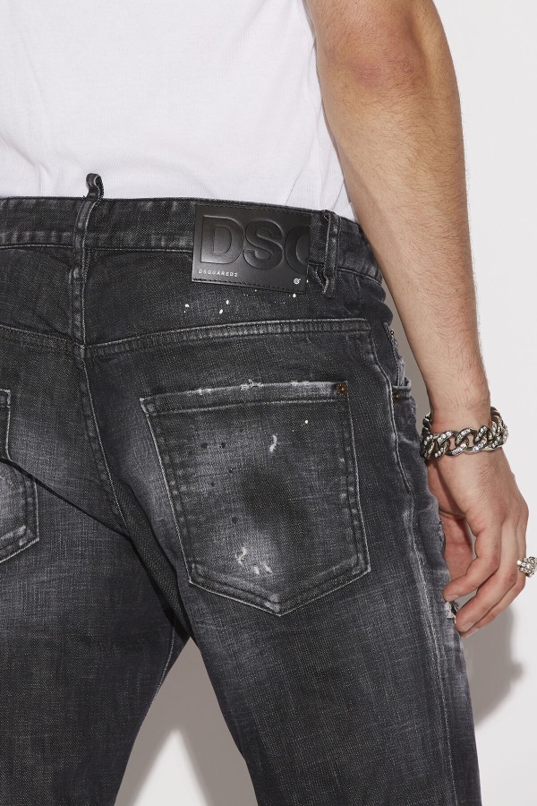 Black Ripped Knee Wash Skater Jeans