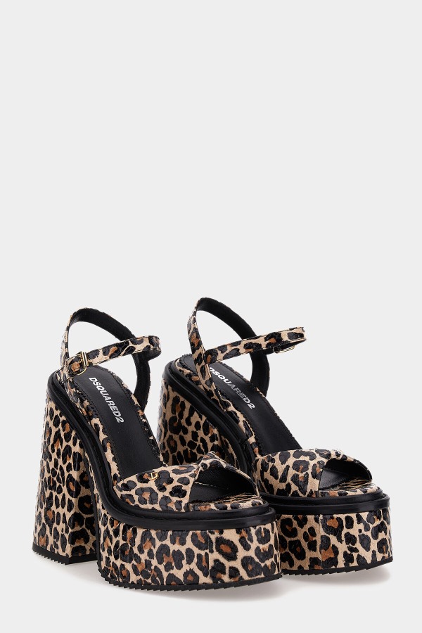 Twist Heeled Sandals D2 LEOPARD