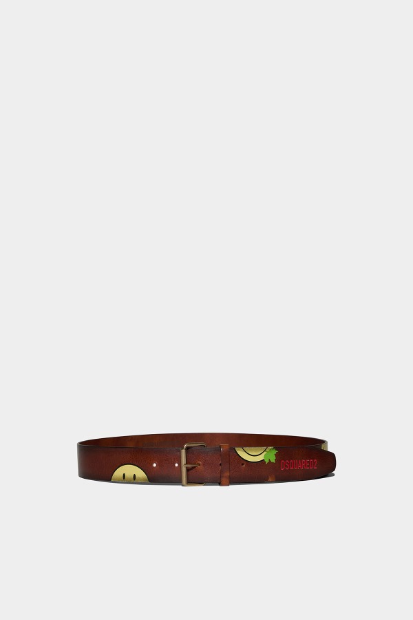 BROWN/BLACK Smiley Cowhide Belt D2