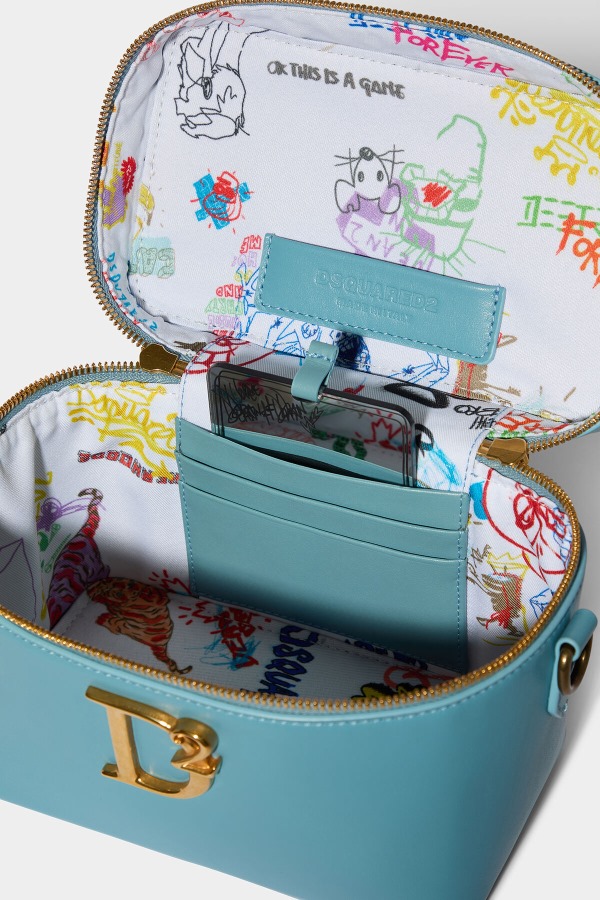 BLACK/LIGHT BLUE D2 Statement Crossbody Bag